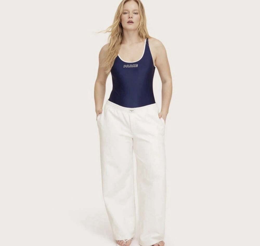 Women’s High Rise Boxer Sweatpants - Parke x Target Cream Size 1X